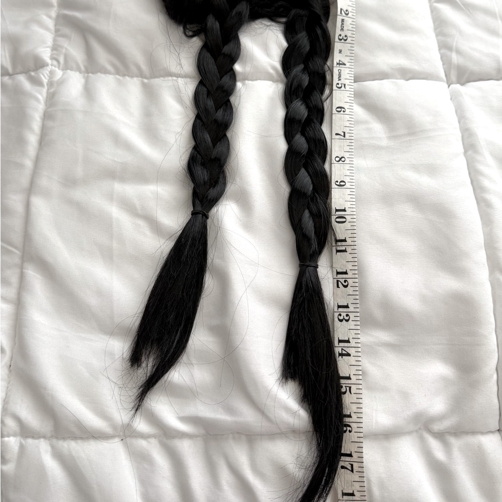 Wednesday Adam’s Aphratti costume white Collared black Dress and wig - Picture 9 of 10